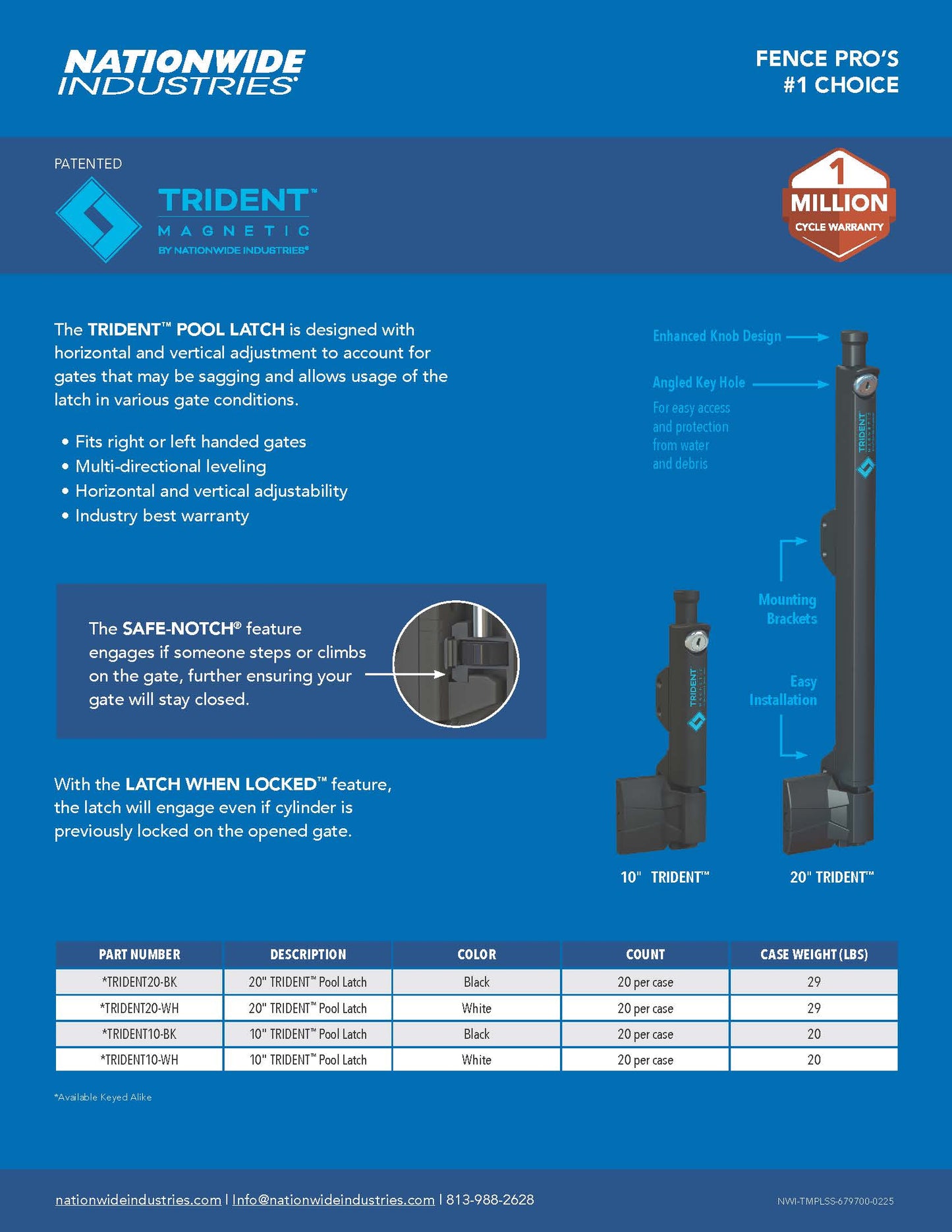 Trident™ Magnetic Pool Latch Black