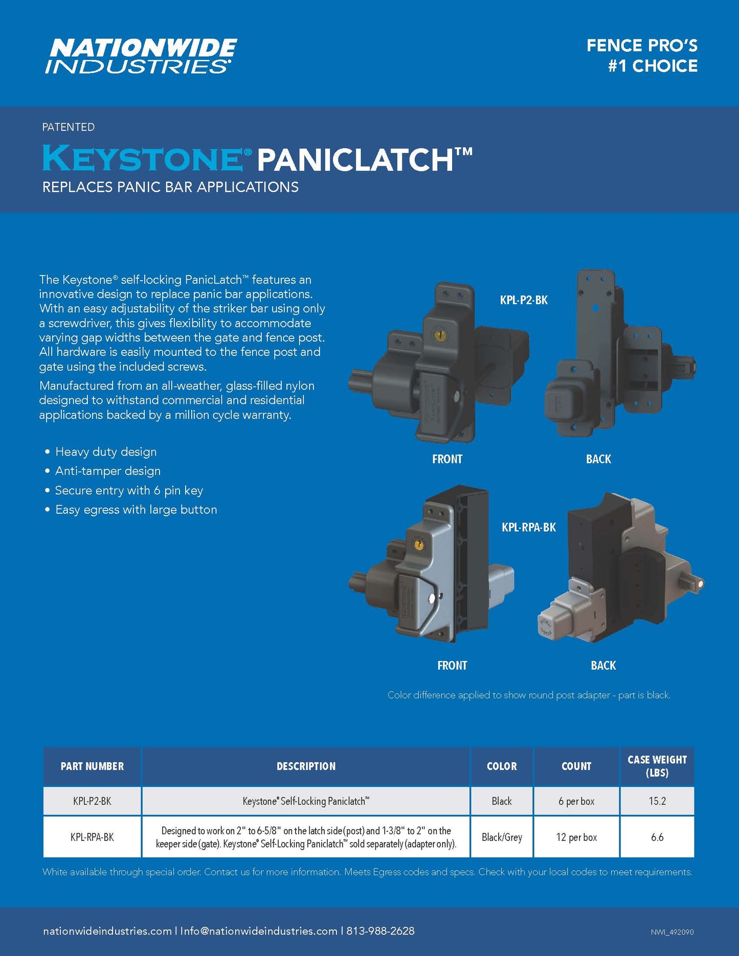 Keystone® Self-Locking Paniclatch