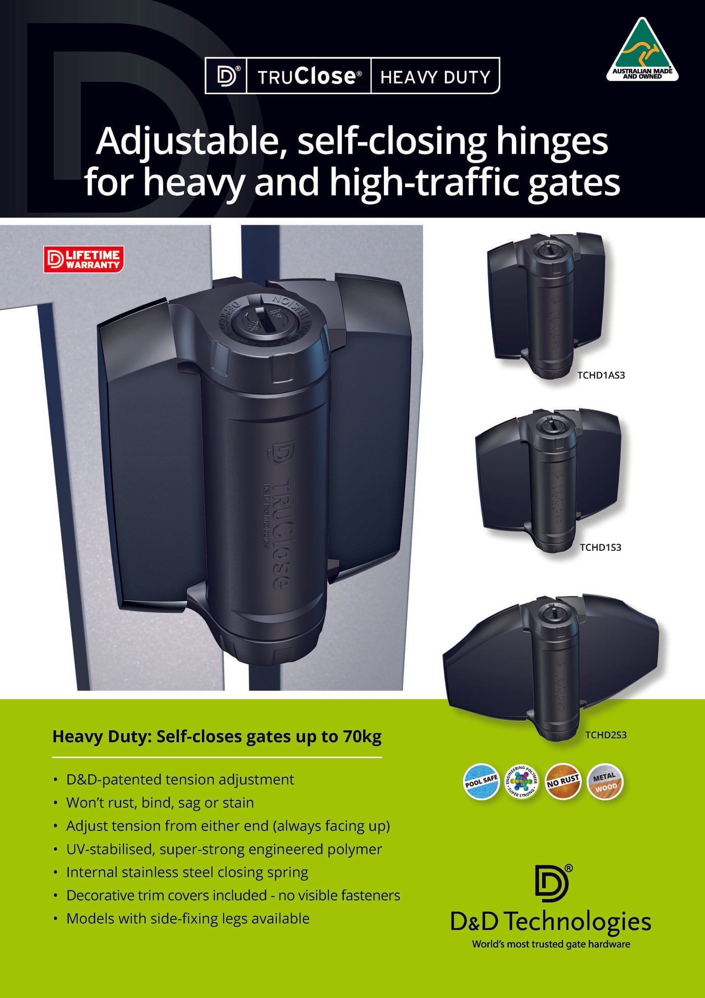 TruClose® HEAVY DUTY for Metal Gates - Black